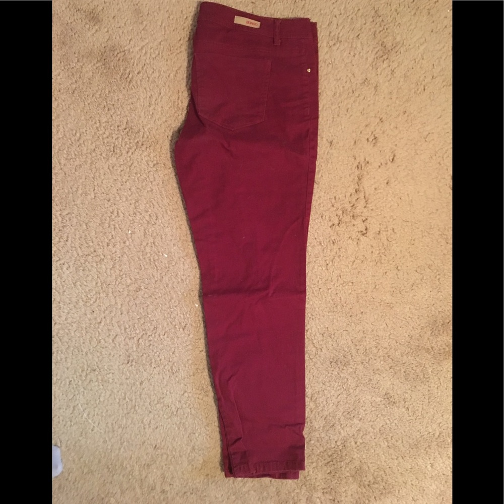 Maroon straight leg stretch jeans bingo 17